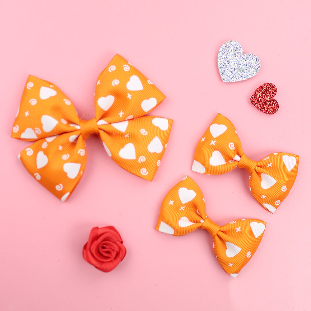 Wholesale 5pcs Valentine's Day Love Heart Children's Girl Side Clip One Large and Two Small Hairpins